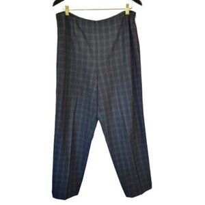 Talbots | Vintage High Rise Straight Leg Trouser Plaid Pants Green Blue